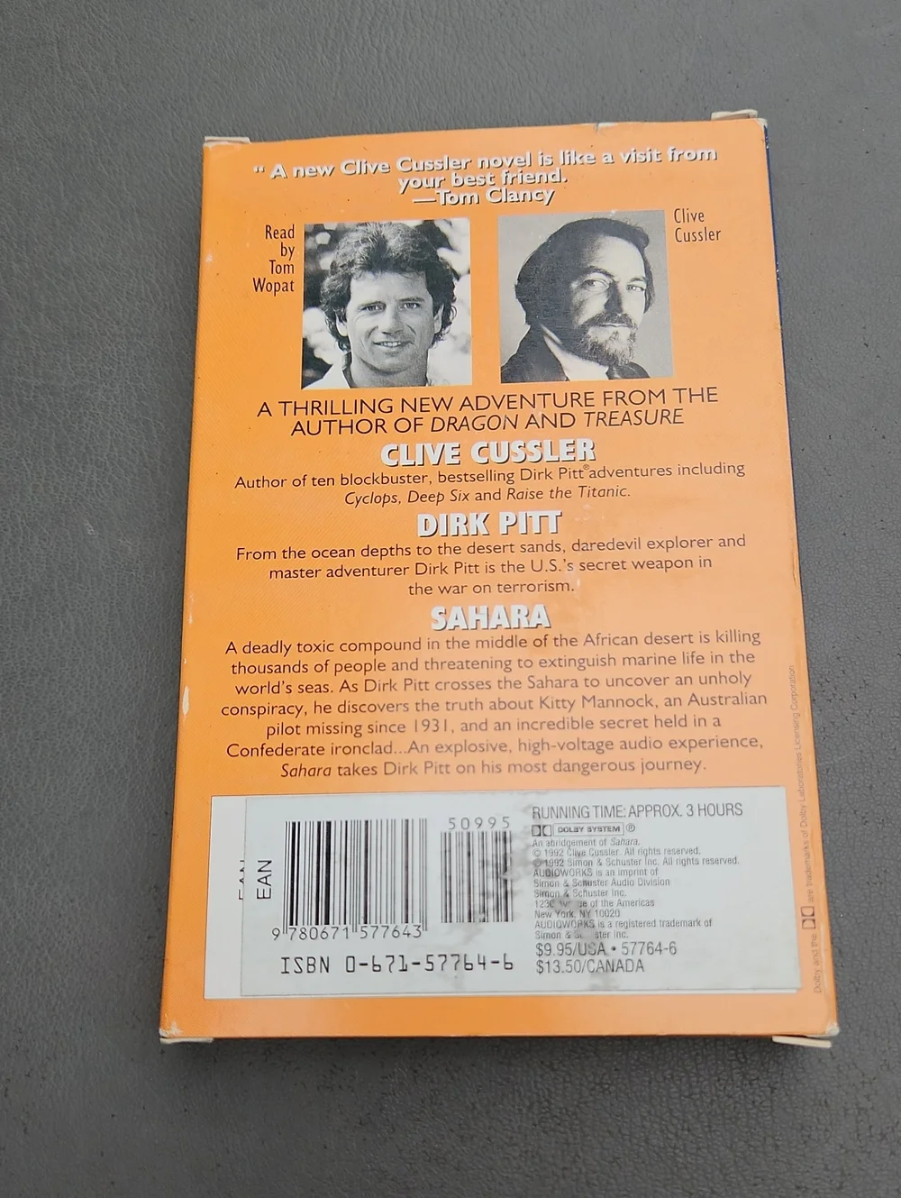 Clive Cussler Sahara Audio Cassette - Orange, Blue